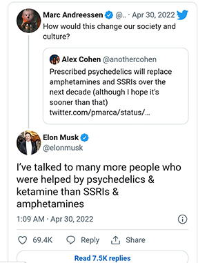 Elon Musk Twitter Reply Regarding Prescribed Psychedelics