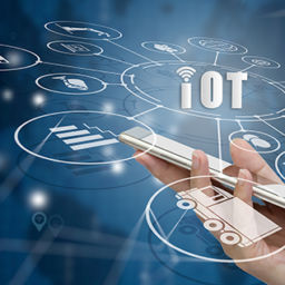 Image of Smartphone with Internet of things (IOT) word and objects icon connecting together, Internet networking concept.