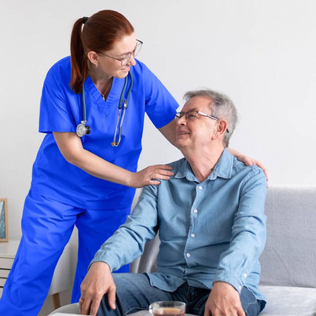 Image of doctor/nurse with patient.